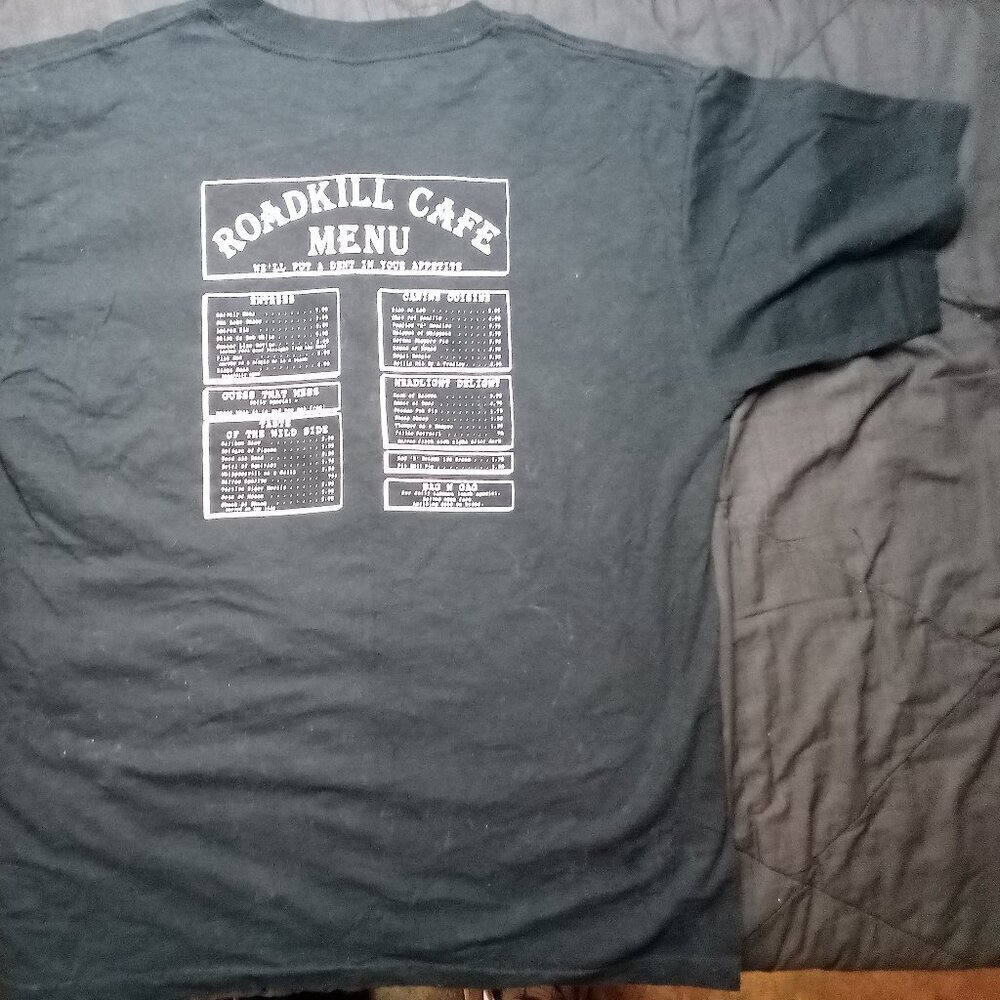 Vintage Roadkill Cafe Oregon You Kill Em We Grille Em T-Shirt - Picture 7 of 8